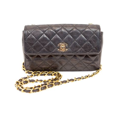 chanel inspired black quilted bag|Black Chanel cross body bag.